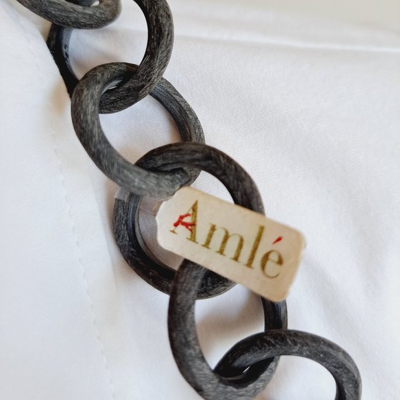 AMLE Italian Long Horn Chain Necklace - Picture 8 of 13